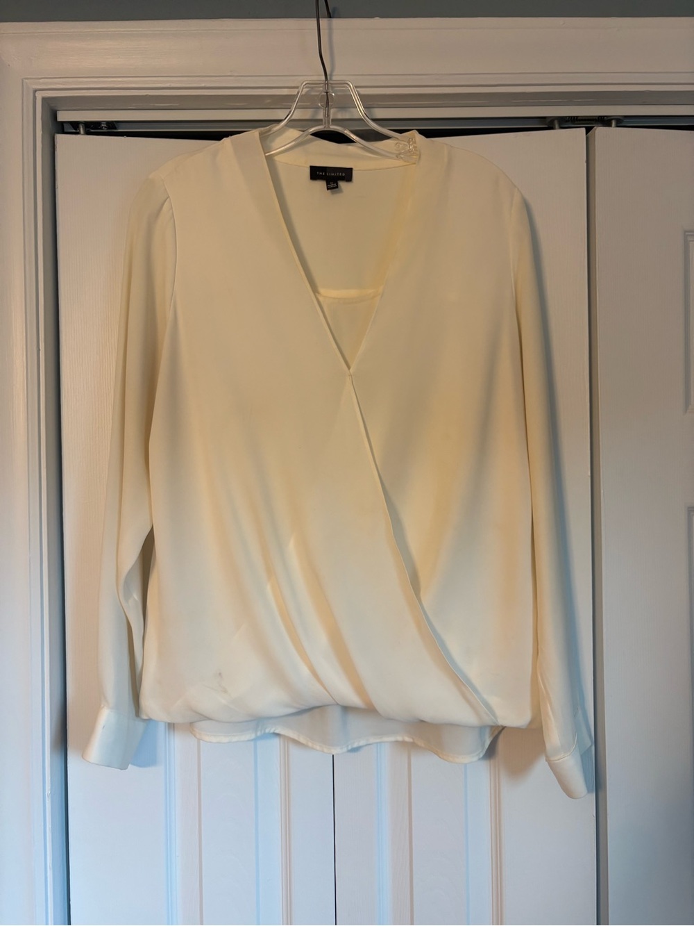 The Limited Cream Surplice Long-Sleeve Blouse